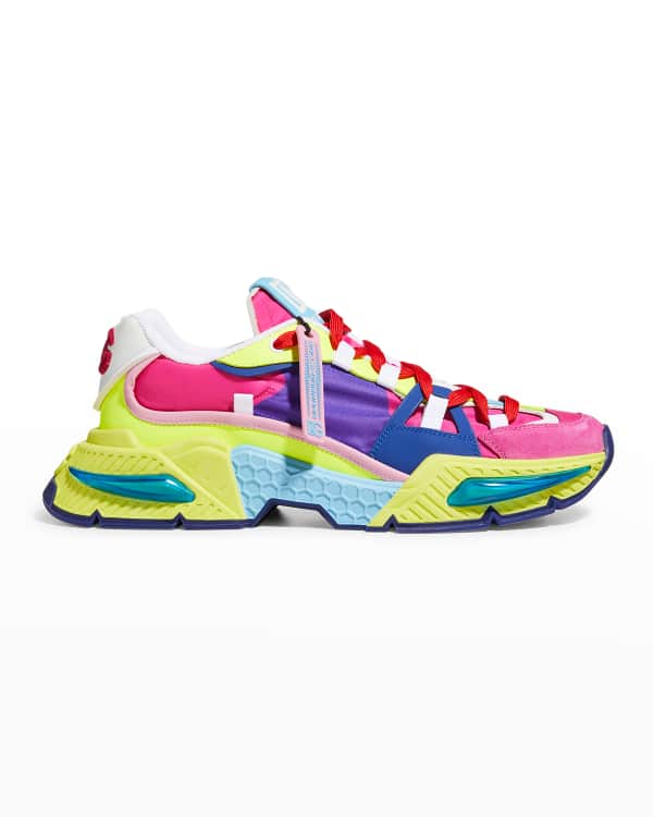 dolce & gabbana men's neon colorblock trainer sneakers