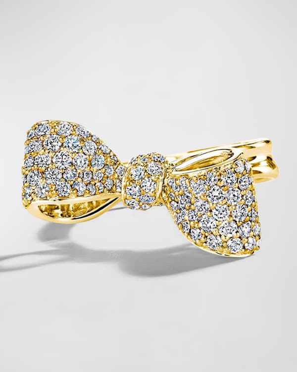 Mimi So Bow 18k White Gold White Diamond Bow Ring Size 6 Neiman