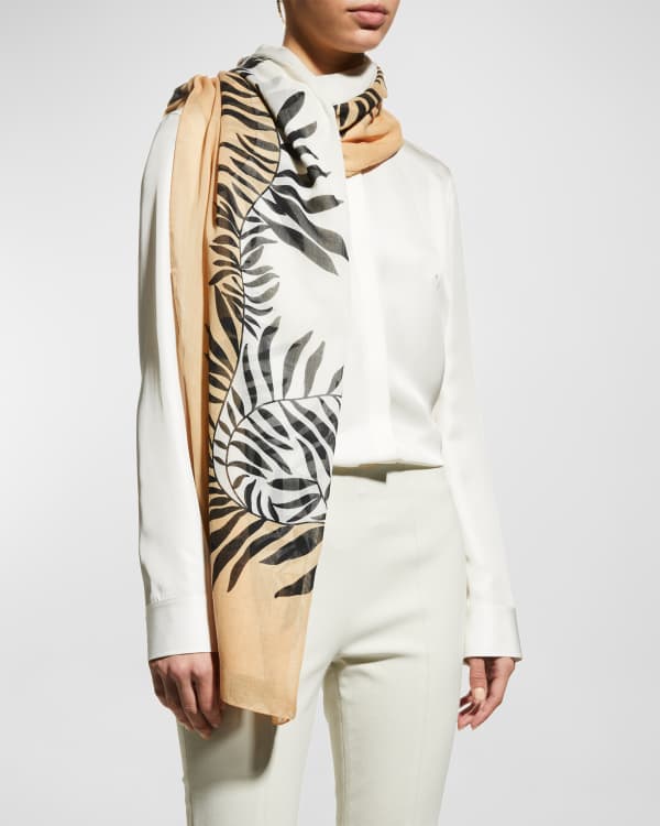 Chanel Floral stripe cashmere silk scarf - Vintage Lux