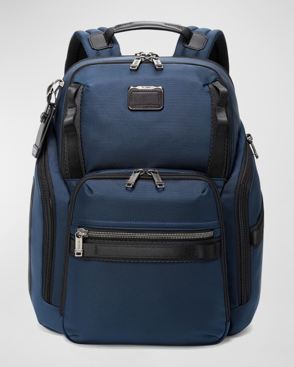 Royce New York 13 Laptop Pebbled Leather Backpack - Navy Blue