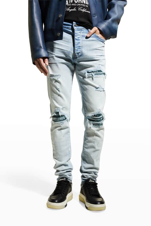 Amiri Men's Bandana Star-Patch Skinny Jeans | Neiman Marcus