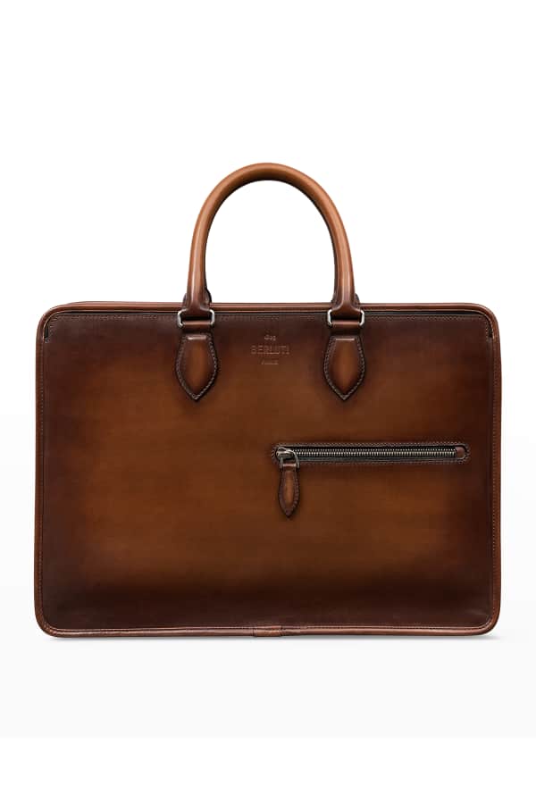 Shinola Men's Luxe Leather DoubleZip Laptop Briefcase Neiman Marcus
