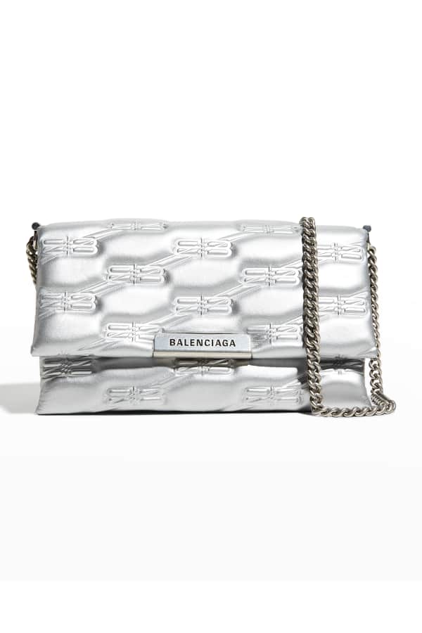 Balenciaga Hourglass Metallic CrocEmbossed Shoulder Bag Neiman Marcus
