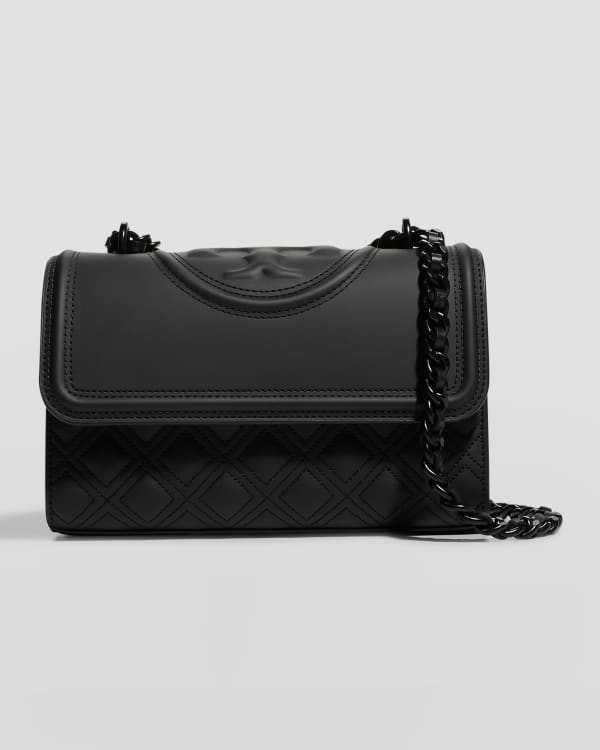 Kira of Tory Burch - Black quilted patina leather bag with flap for women