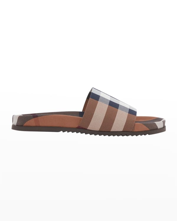 Burberry Men's Furley Vintage Check Pool Slide Sandals | Neiman Marcus