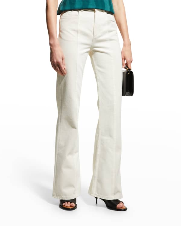 FRAME The Pintuck Low-Rise Seamed Cropped Flare Jeans | Neiman Marcus