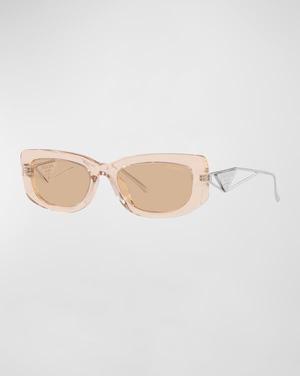 Prada Triangle Logo Bicolor Rectangle Sunglasses | Neiman Marcus