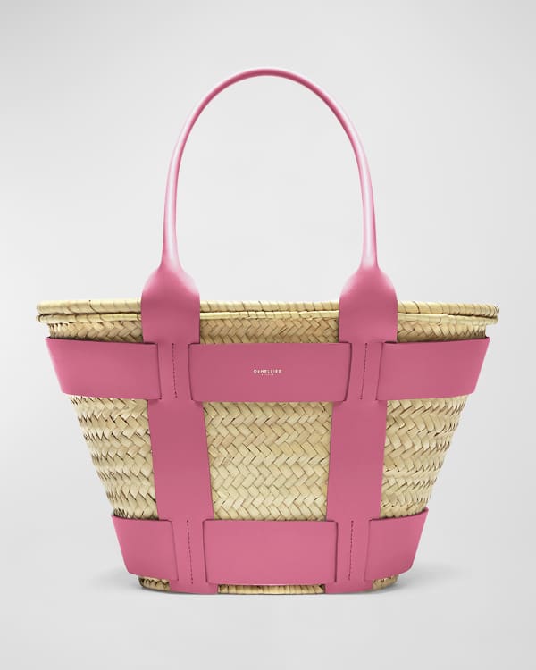 DeMellier Santorini Mini Caged Straw Top-Handle Bag | Neiman Marcus