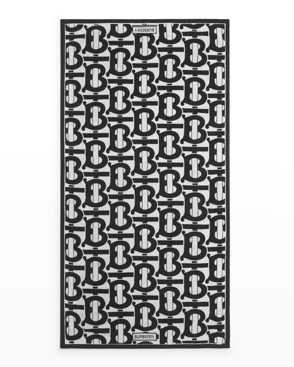 Burberry Black, Pattern Print TB Monogram Striped Shawl