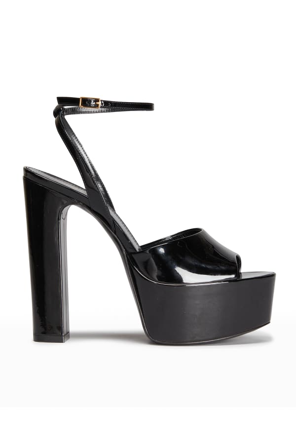 Dolce&Gabbana Keira Denim Patchwork Platform Sandals | Neiman Marcus