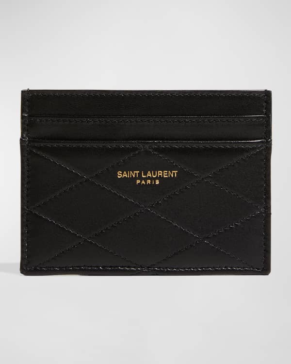Saint Laurent Paris Credit Card Case in Grain de Poudre Embossed
