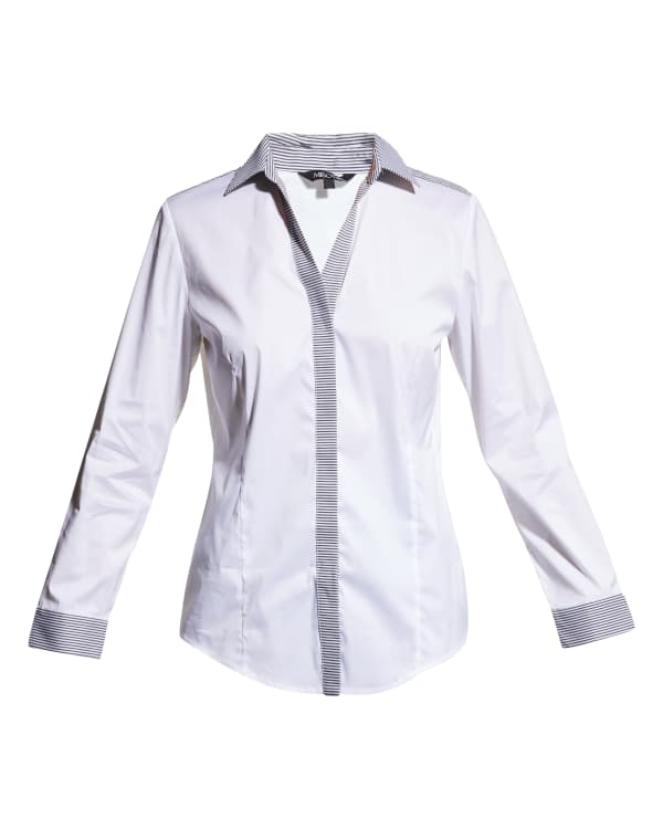 Misook Sleeveless Stretch Cotton ButtonDown Shirt Neiman Marcus