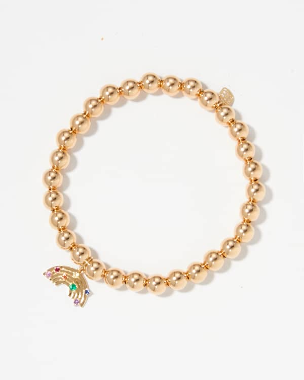 Sydney Evan 14k Bead Bracelet with Diamond Heart Neiman Marcus
