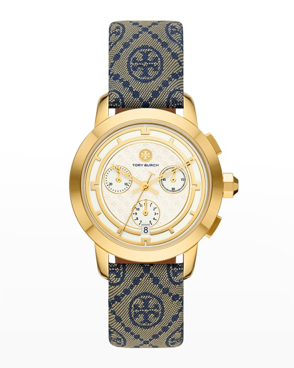 Tory Burch The Miller Blue Leather Watch | Neiman Marcus