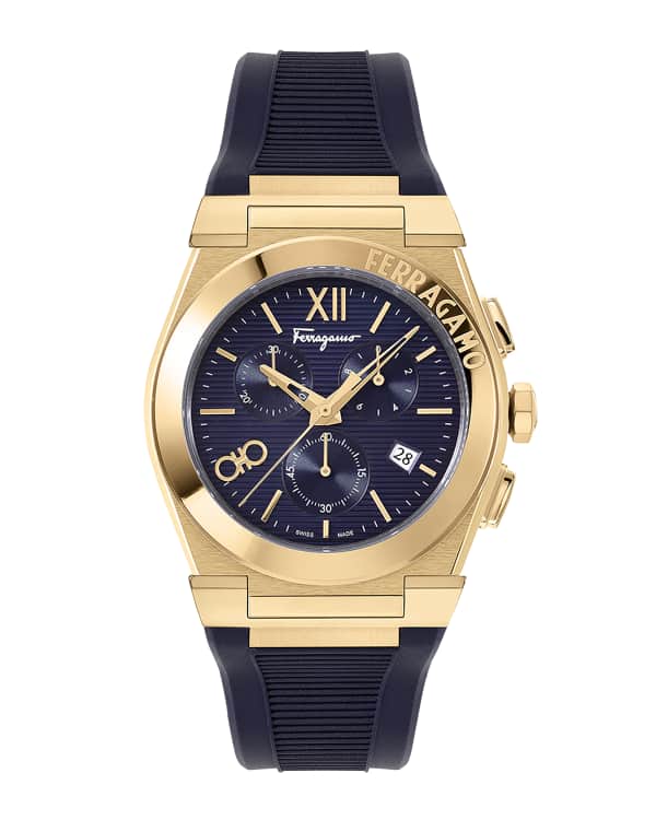 Salvatore ferragamo titanium ip black rubber strap men's watch new arrivals