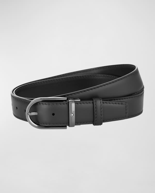 LAUREN RALPH LAUREN: reversible belt in grained cowhide - Black