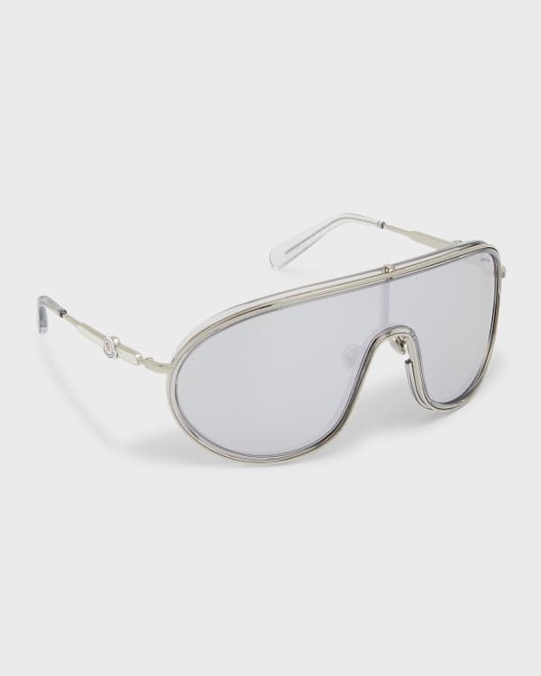 Moncler Lunettes Round Metal Sunglasses w/ Side Shield Blinders ...