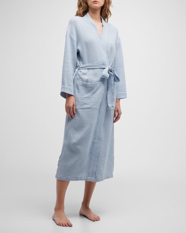 Pour Les Femmes Organic Japanese Cotton Striped Long Robe | Neiman Marcus