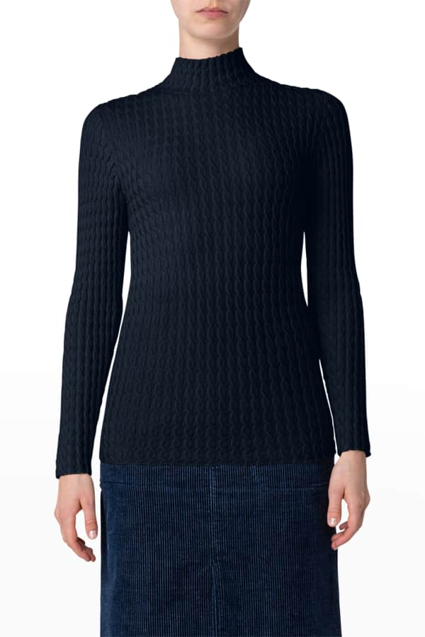 Armani MockNeck CableKnit Wool Sweater Neiman Marcus