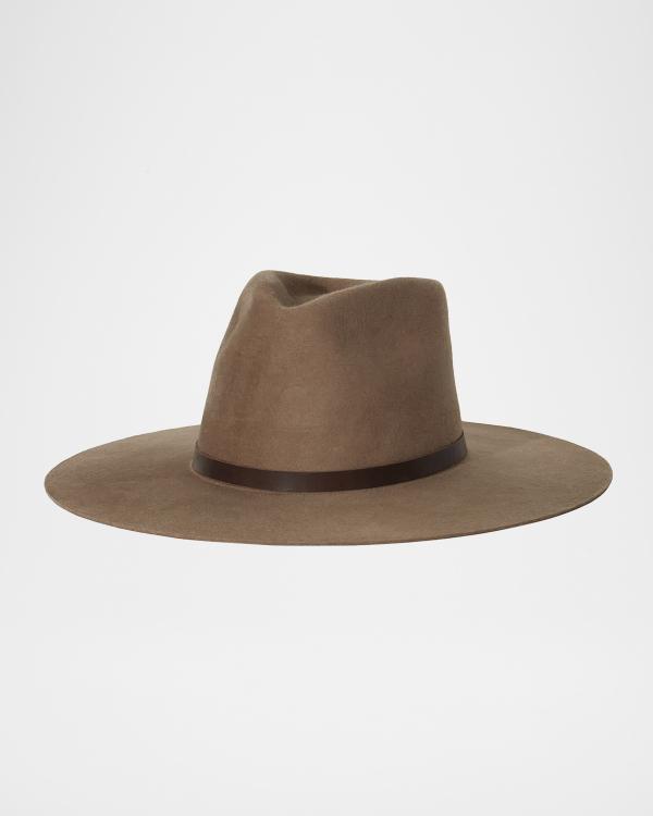 Janessa Leone Leni Straw Fedora Hat w/ Leather Band | Neiman  display picture 3