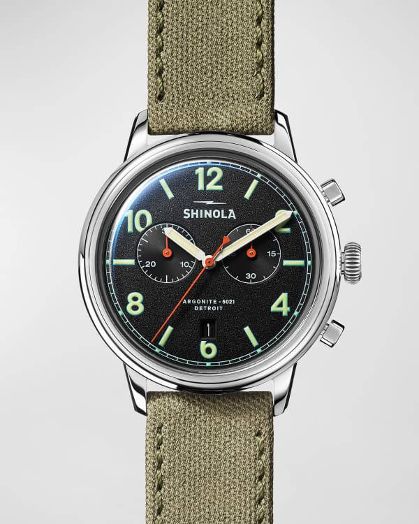 Shinola Men s The Mechanic Manual Wind Leather Watch 39mm