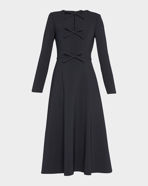 flora black contrast knit midi dress Reiss Zaya Contrast-Panel Quinceanera Dress with Choker