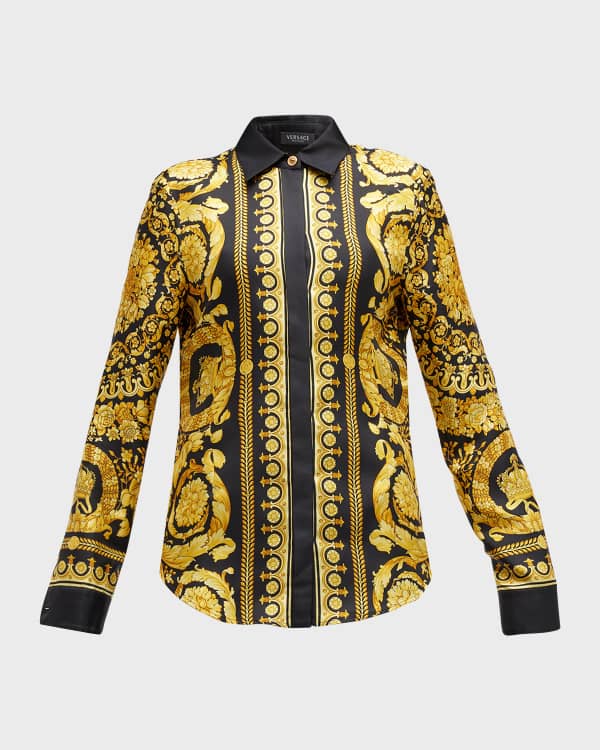 Versace Barocco Print Silk Blouse Neiman Marcus