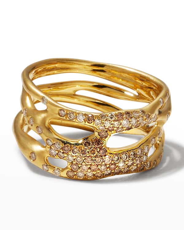 Ippolita 18K Stardust Wide Overlapping Ring with Diamonds | Neiman Marcus