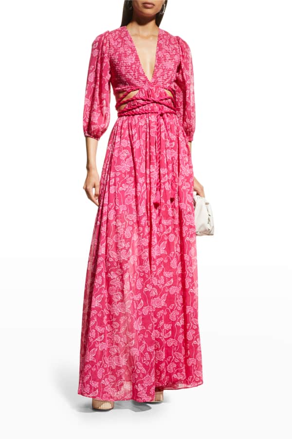Verandah Twisted Halter Floral Maxi Dress | Neiman Marcus