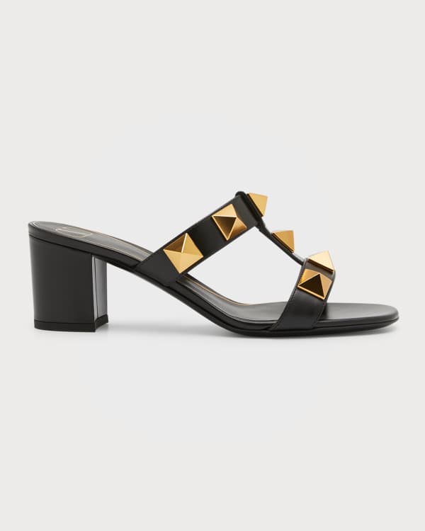 Valentino Garavani Roman Stud Quilted Napa Slide Sandals | Neiman Marcus