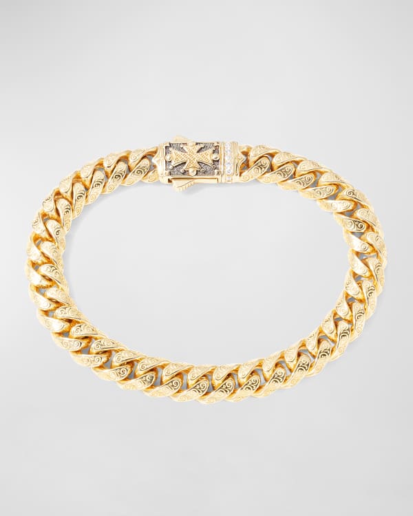 Emanuele Bicocchi Men's 24K Gold Cuban Chain Bracelet | Neiman Marcus
