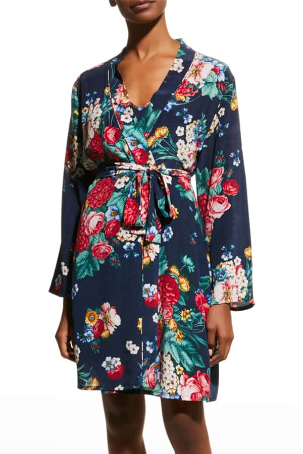 Christine Lingerie Ophelia Floral Print Long Robe Neiman Marcus