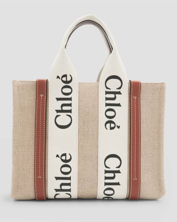 Chloe Marcie Small Crossbody Bag in Raffia and Leather | Neiman Marcus