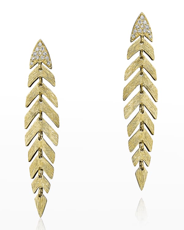 Hueb Bahia 18k Gold Diamond Palm Leaf Earrings | Neiman Marcus