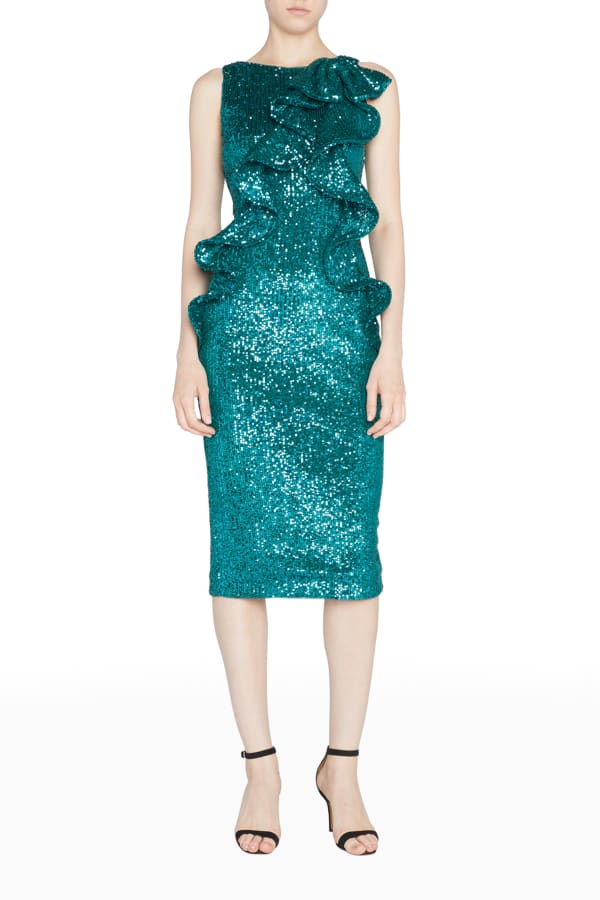 Badgley Mischka Collection Ombre Sequin Sheath Dress | Neiman Marcus
