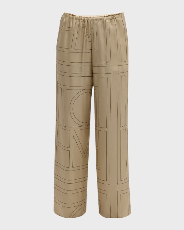Toteme Slit Wide-Leg Satin Trousers | Neiman Marcus