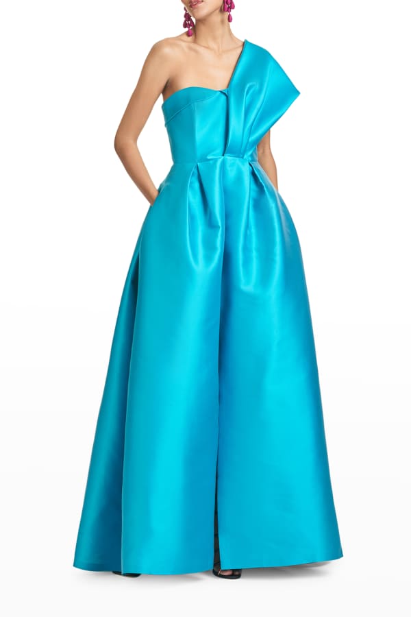 kay unger one shoulder gown