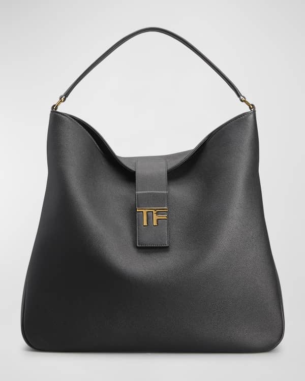 TOM FORD Alix Small Calfskin Hobo Bag, Graphite