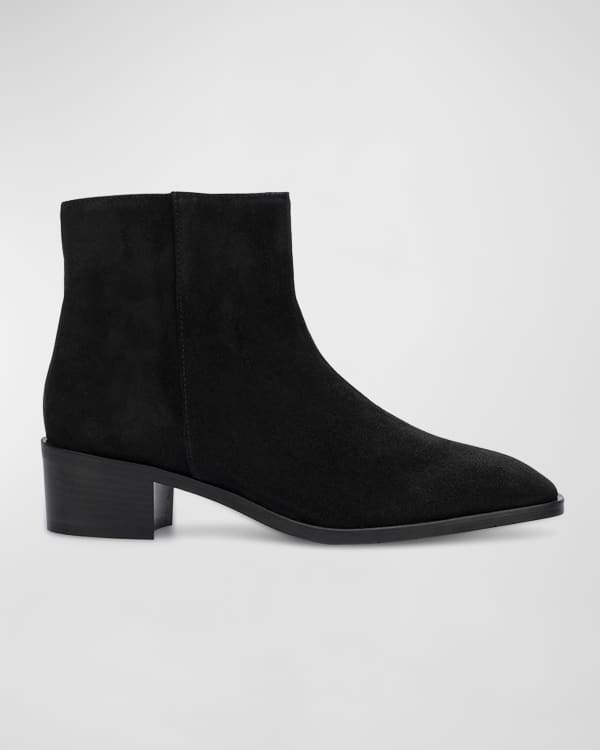 Aquatalia Fuoco Low-Heel Suede Zip Booties | Neiman Marcus