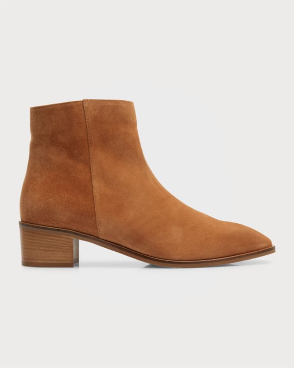 Aquatalia Luzio Suede Block-Heel Ankle Boots | Neiman Marcus