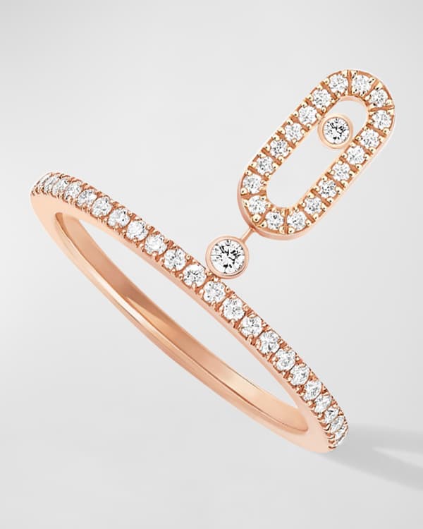 Louis Vuitton Rose Goldtone Pink Pave Crystal V Essential Ring Sz