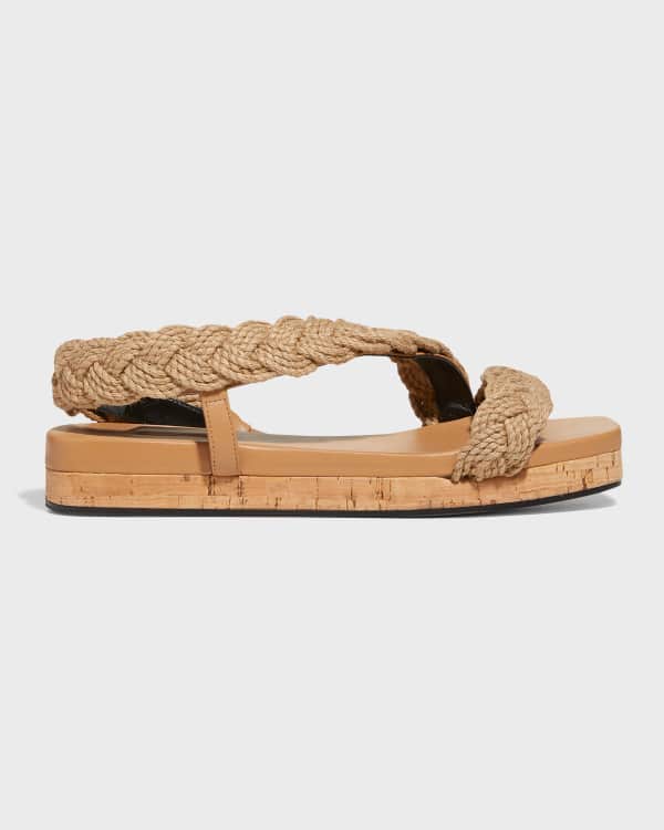Eileen Fisher Ty Washed Leather Flat Sandals Neiman Marcus
