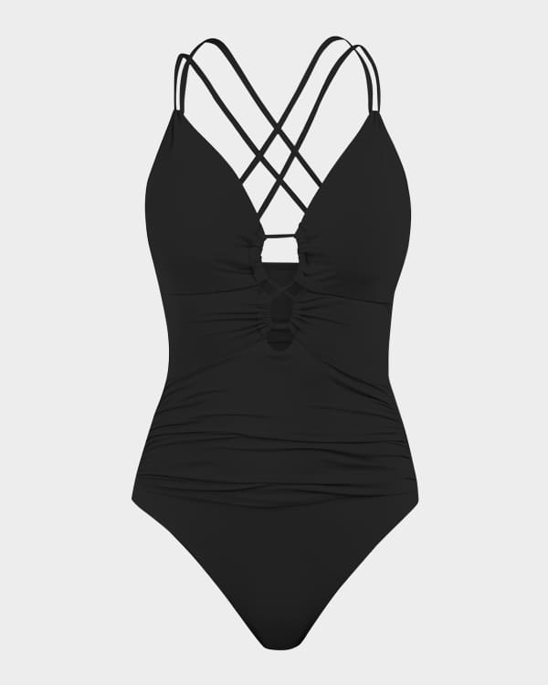 Seafolly Maillot One Piece Swimsuit w Shoulder Pads Neiman Marcus