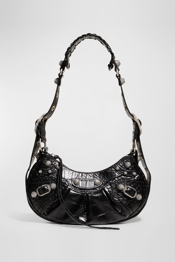 Balenciaga Le Cagole Washed Denim Shoulder Bag | Neiman Marcus