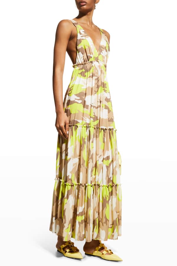 LACE The Label Halter-Neck Tiered Maxi Dress | Neiman Marcus