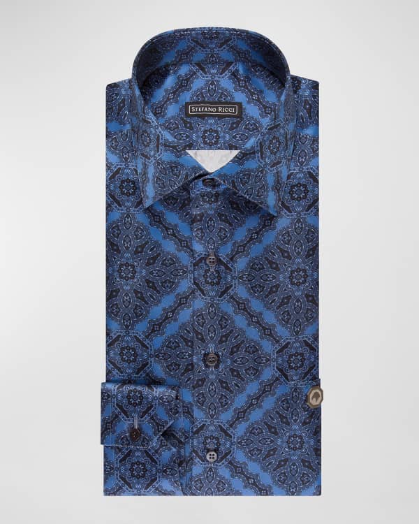Stefano Ricci Men's Medallion Silk Dress Shirt | Neiman Marcus