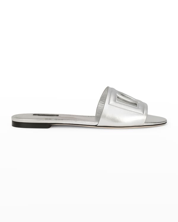Chloe Woody Flat Logo Ribbon Slide Sandals | Neiman Marcus