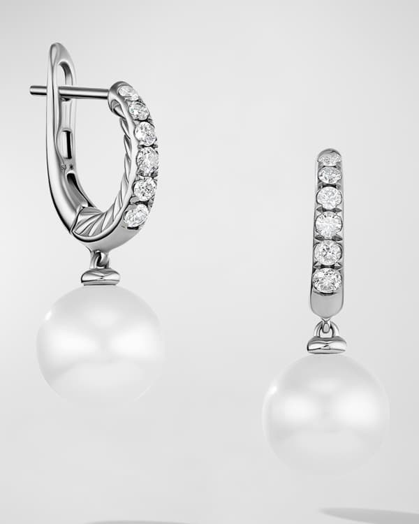 David Yurman Solari 18k Tahitian Pearl Stud Earrings w Diamonds Neiman Marcus