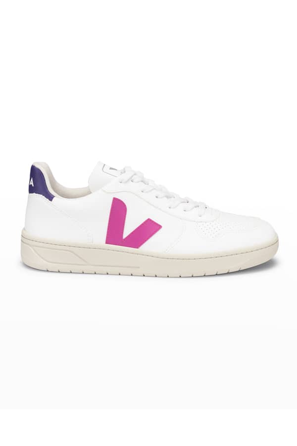 VEJA V 10 Tricolor Leather Low Top Sneakers Neiman Marcus