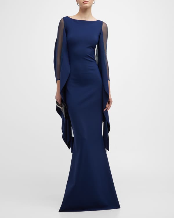 Chiara Boni La Petite Robe Maylys Mock-Neck Long-Sleeve Illusion Gown ...